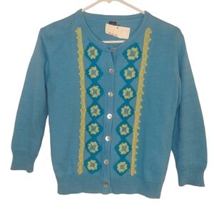 Peruvian Handmade Tabask Brand Crochet Trim Cotton Cardigan 3/4 sleeves …